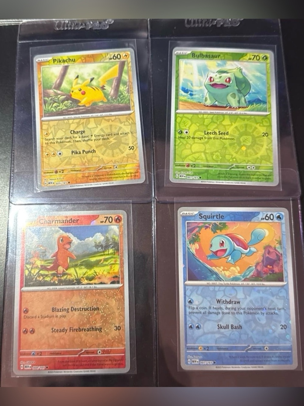 Set of 4 Reverse Cosmos Holo Costco Exclusive released Pikachu With Swirls NM